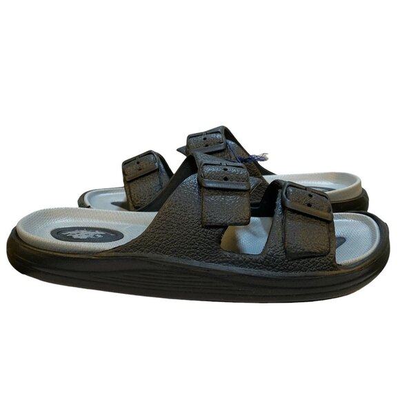 US Polo Assn Mens Sandals Slide Size 45 Large 12 13 Black Casual Slip On Buckle - Picture 4 of 12